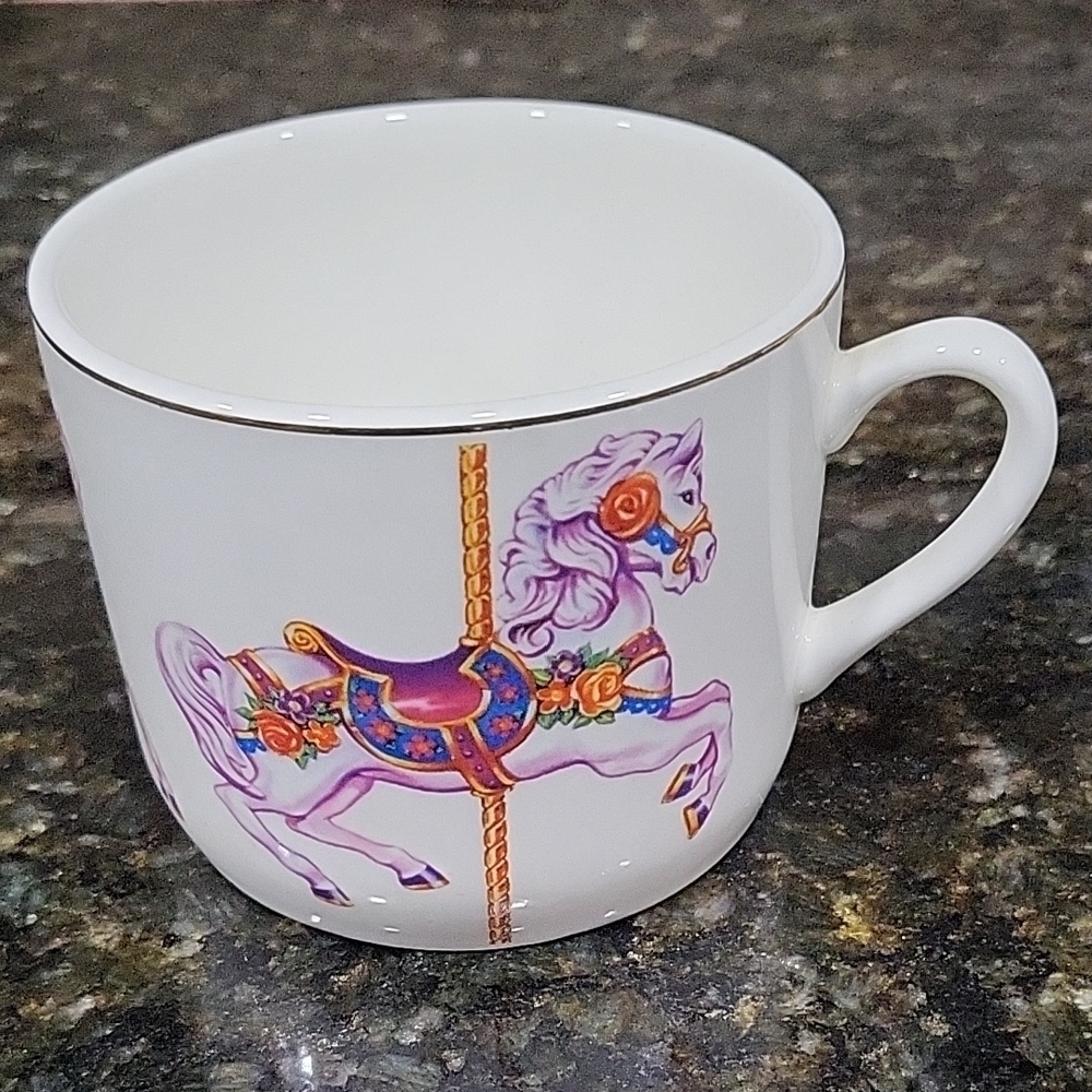 Vintage Teleflora Gifts Carousel Horse Coffee Tea Mug Cup